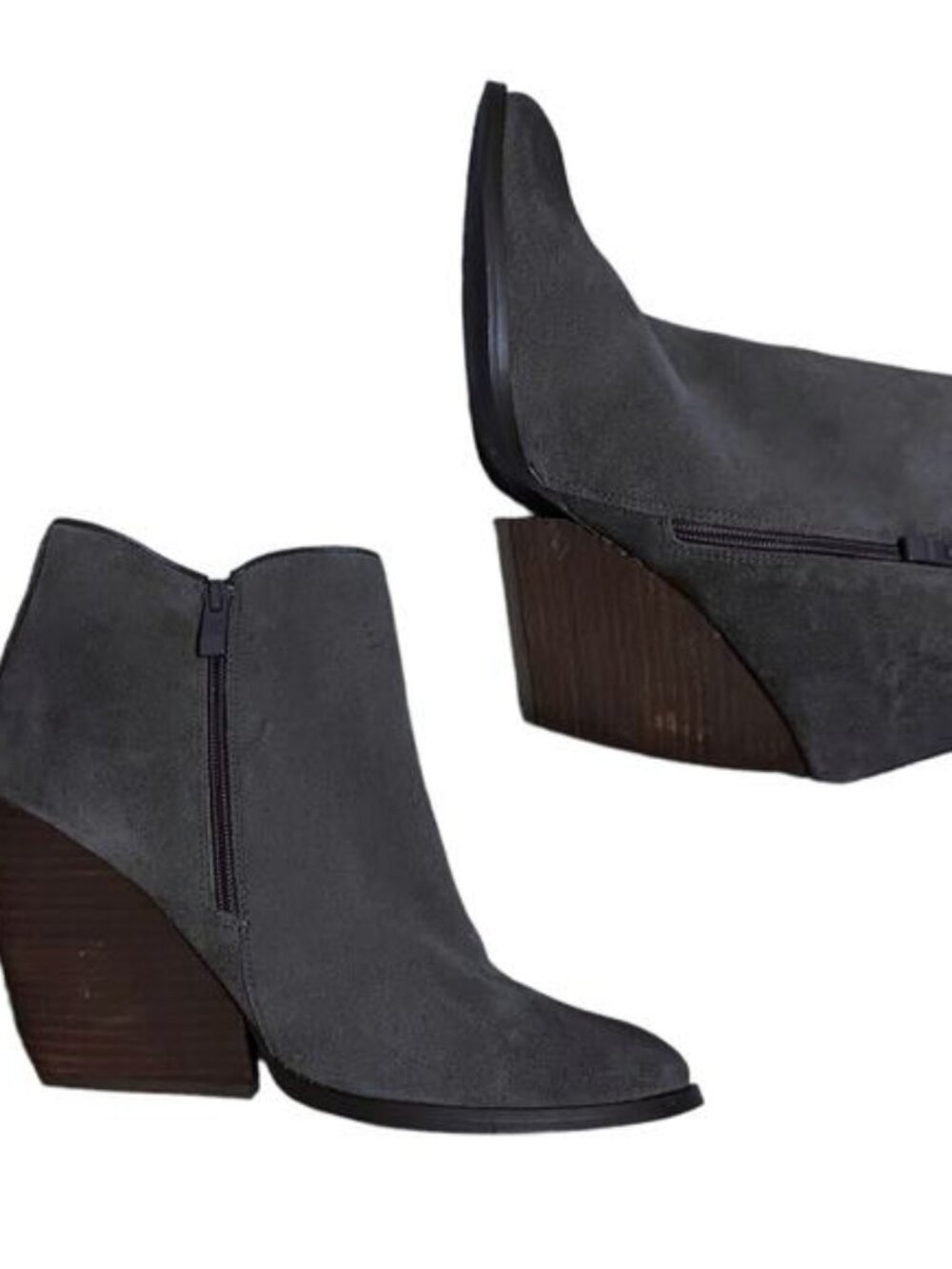 Suede ankle boots sz 10/10.5 Very Volatile Whitby wedge heel gray western rodeo